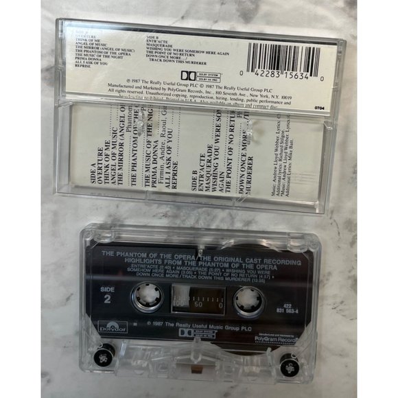 Highlights From The Phantom of the Opera Cassette Tape Original Cast Recording - Picture 3 of 4
